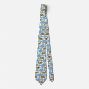 Vintage Christmas, Santa Claus Flying an Airplane Tie