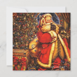 Vintage Christmas Santa Claus happy holiday gift. Invitation