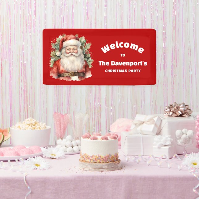 Vintage Christmas Santa Claus Happy Party Welcome Banner (Party)