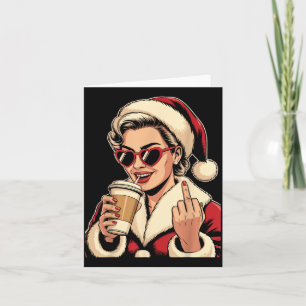 Vintage Christmas Santa Claus Heart Sungles Middle Card