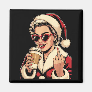 Vintage Christmas Santa Claus Heart Sungles Middle Magnet