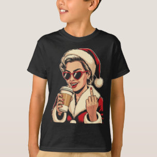 Vintage Christmas Santa Claus Heart Sungles Middle T-Shirt