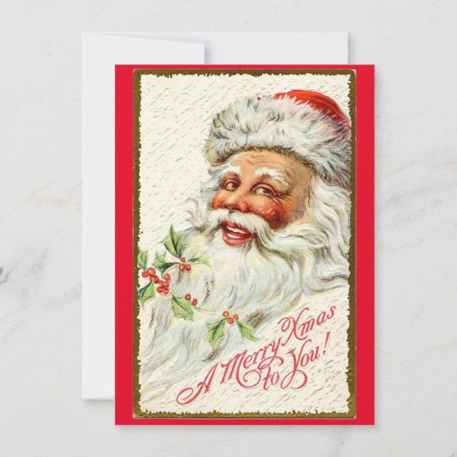 Vintage Christmas Santa Claus Holiday Card (Front)