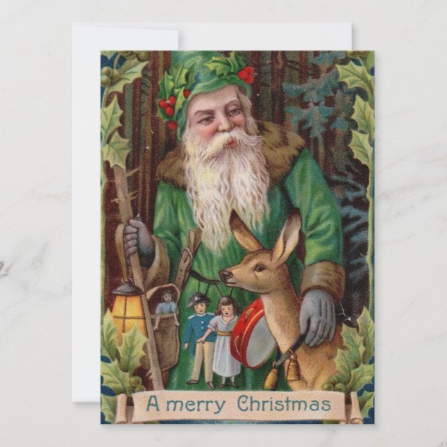 Vintage Christmas Santa Claus Holiday Card (Front)