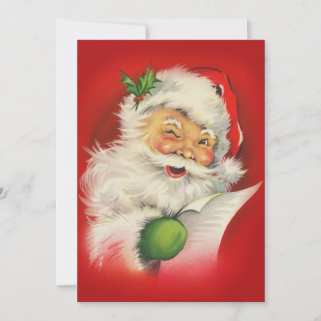 Vintage Christmas Santa Claus Holiday Card (Front)