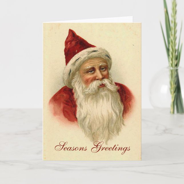 Vintage Christmas Santa Claus Holiday Card (Front)