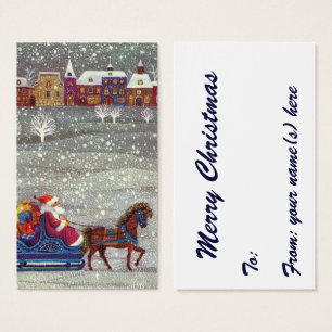 Vintage Christmas, Santa Claus Horse Open Sleigh