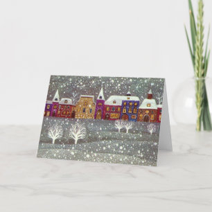 Vintage Christmas, Santa Claus Horse Open Sleigh Holiday Card