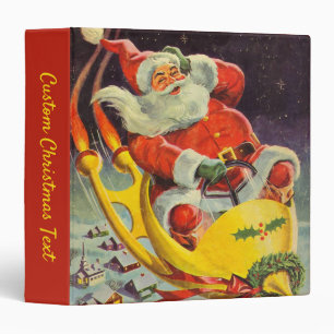 Vintage Christmas, Santa Claus in a Spaceship Binder