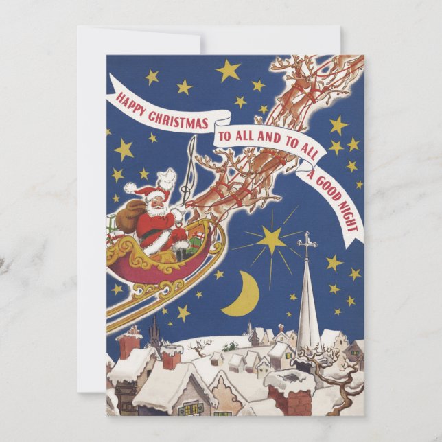Vintage Christmas Santa Claus in Sleigh Invitation (Front)