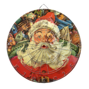 Vintage Christmas, Santa Claus in Sleigh with Toys Dartboard