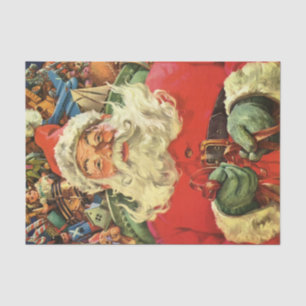Vintage Christmas, Santa Claus in Sleigh with Toys Tissue Paper