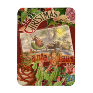 Vintage Christmas Santa Claus in Victorian Sleigh Magnet
