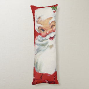 Vintage Christmas Santa Claus, Jolly and Winking Body Pillow
