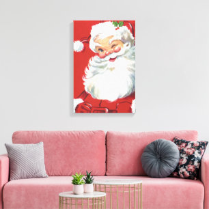 Vintage Christmas Santa Claus, Jolly and Winking Canvas Print