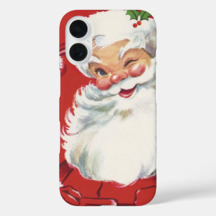 Vintage Christmas Santa Claus, Jolly and Winking iPhone 16 Case