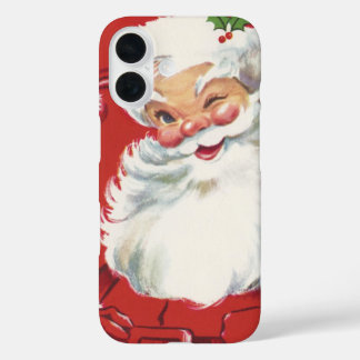 Vintage Christmas Santa Claus, Jolly and Winking iPhone 16 Case