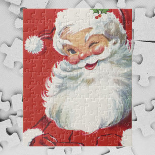Vintage Christmas Santa Claus, Jolly and Winking Jigsaw Puzzle
