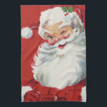 Vintage Christmas Santa Claus, Jolly and Winking Kitchen Towel<br><div class="desc">Vintage illustration Christmas holiday design featuring a happy,  jolly Santa Claus wearing a hat and winking as if he has a secret. Ho,  ho,  ho,  Merry Christmas!</div>