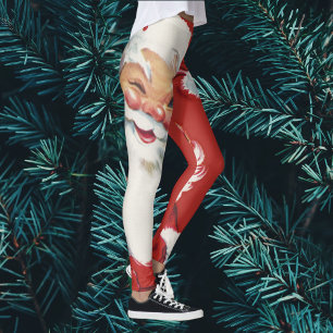 Vintage Christmas Santa Claus, Jolly and Winking Leggings