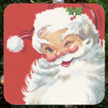 Vintage Christmas Santa Claus, Jolly and Winking Square Sticker<br><div class="desc">Vintage illustration Christmas holiday design featuring a happy,  jolly Santa Claus wearing a hat and winking as if he has a secret. Ho,  ho,  ho,  Merry Christmas!</div>