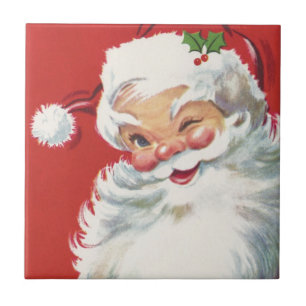 Vintage Christmas Santa Claus, Jolly and Winking Tile