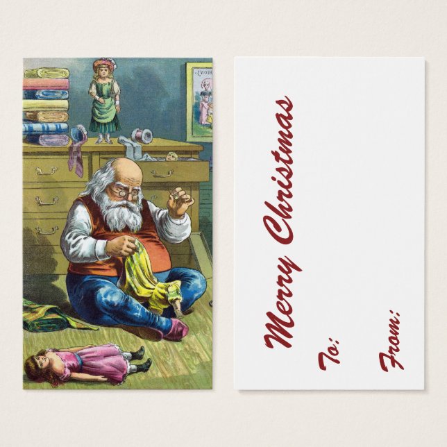 Vintage Christmas, Santa Claus Making Toy Dolls (Front & Back)