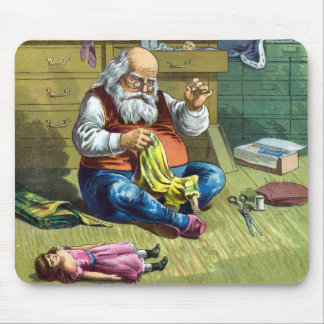 Vintage Christmas, Santa Claus Making Toy Dolls Mouse Pad