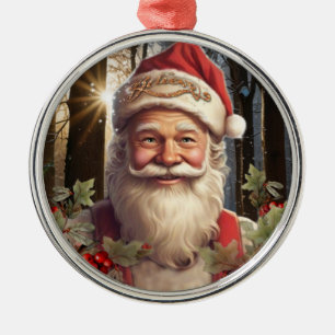 Vintage Christmas Santa Claus Metal Ornament