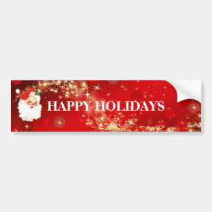 Vintage Christmas Santa Claus on Red Bumper Sticke Sticker