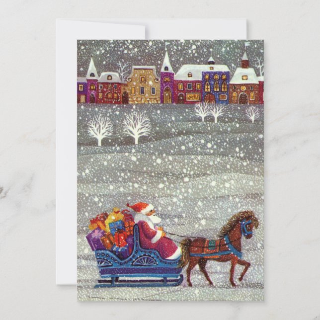 Vintage Christmas, Santa Claus Party Invitation (Front)