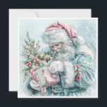 Vintage Christmas Santa Claus Pastel Holiday Card<br><div class="desc">Elegant vintage pastel teal,  pink,  and blue Santa Claus. Personalized on the back with your message and name. Contact me for assistance with your customization or to request additional matching or coordinating Zazzle products.</div>