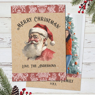 Vintage Christmas Santa Claus Photo Holiday Card