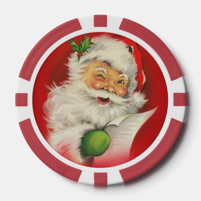 Vintage Christmas Santa Claus Poker Chips (Front)