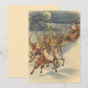 Vintage Christmas Santa Claus Reindeer Invitation