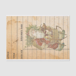 Vintage Christmas Santa Claus ReindeerLibrary Card Tissue Paper