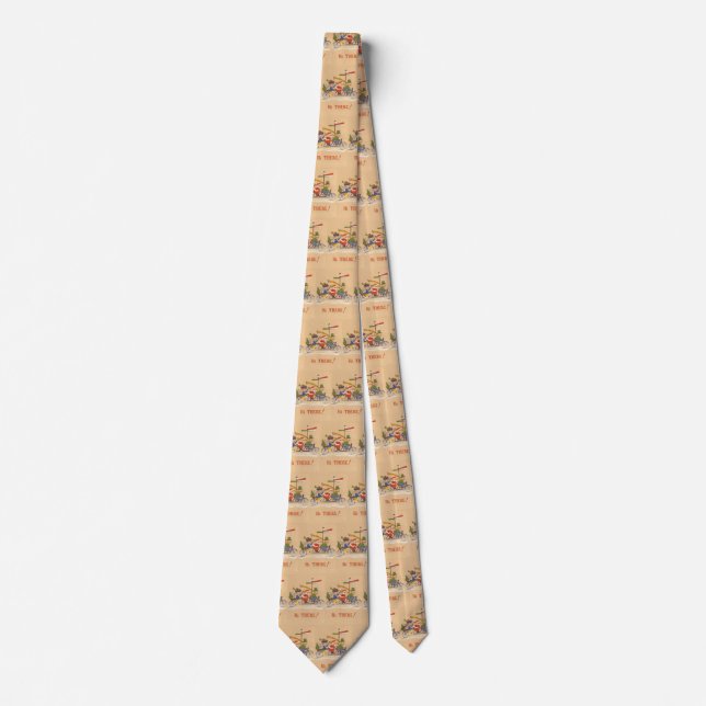 Vintage Christmas, Santa Claus Riding a Bicycle Tie (Front)