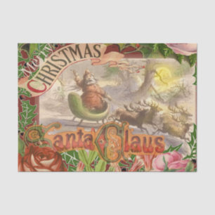 Vintage Christmas Santa Claus Sleigh Tissue Paper
