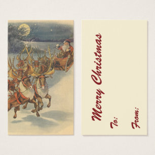 Vintage Christmas Santa Claus Sleigh with Reindeer
