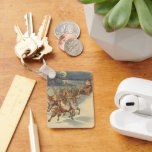 Vintage Christmas Santa Claus Sleigh with Reindeer Keychain<br><div class="desc">Vintage illustration Victorian Merry Christmas holiday scene featuring Santa Claus and his reindeer delivering toys on Christmas Eve. Santa is flying over the snow on a chilly winter night with a full moon in the sky.</div>