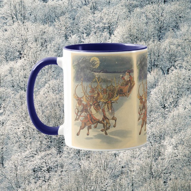 Vintage Christmas Santa Claus Sleigh with Reindeer Mug (Creator Uploaded)