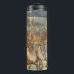 Vintage Christmas Santa Claus Sleigh with Reindeer Thermal Tumbler<br><div class="desc">Vintage illustration Victorian Merry Christmas holiday scene featuring Santa Claus and his reindeer delivering toys on Christmas Eve. Santa is flying over the snow on a chilly winter night with a full moon in the sky.</div>