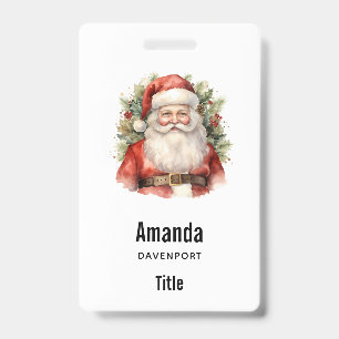 Vintage Christmas Santa Claus Smiling Badge