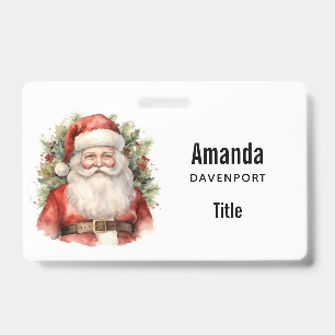 Vintage Christmas Santa Claus Smiling Badge