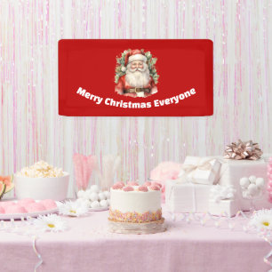 Vintage Christmas Santa Claus Smiling Banner