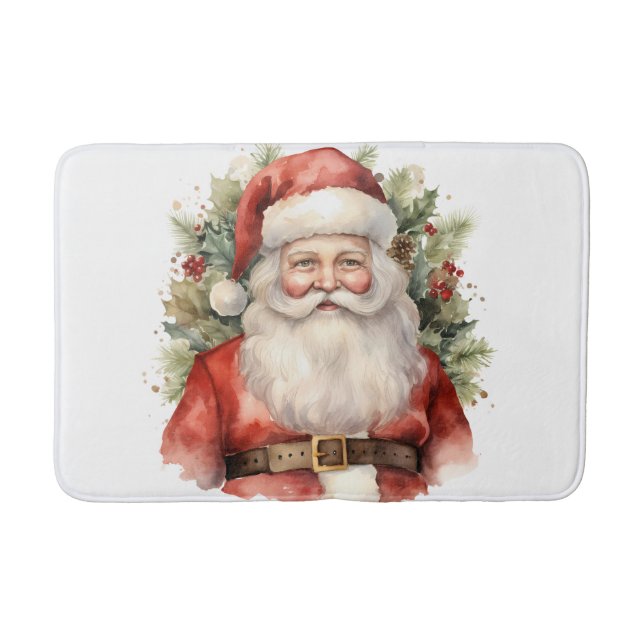 Vintage Christmas Santa Claus Smiling Bath Mat (Front)
