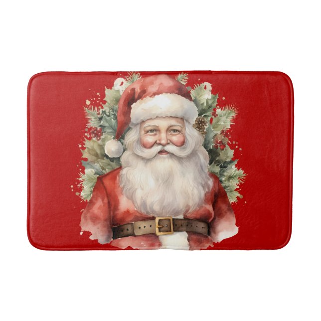 Vintage Christmas Santa Claus Smiling Bath Mat (Front)