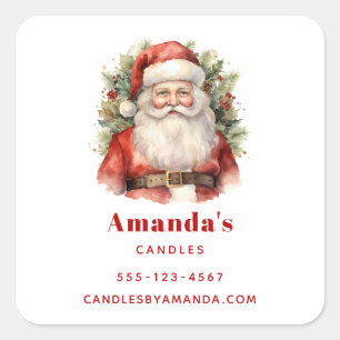 Vintage Christmas Santa Claus Smiling Business Square Sticker