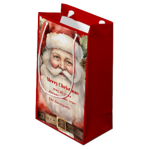 Vintage Christmas Santa Claus Smiling Christmas Small Gift Bag
