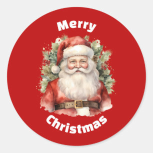Vintage Christmas Santa Claus Smiling Classic Round Sticker